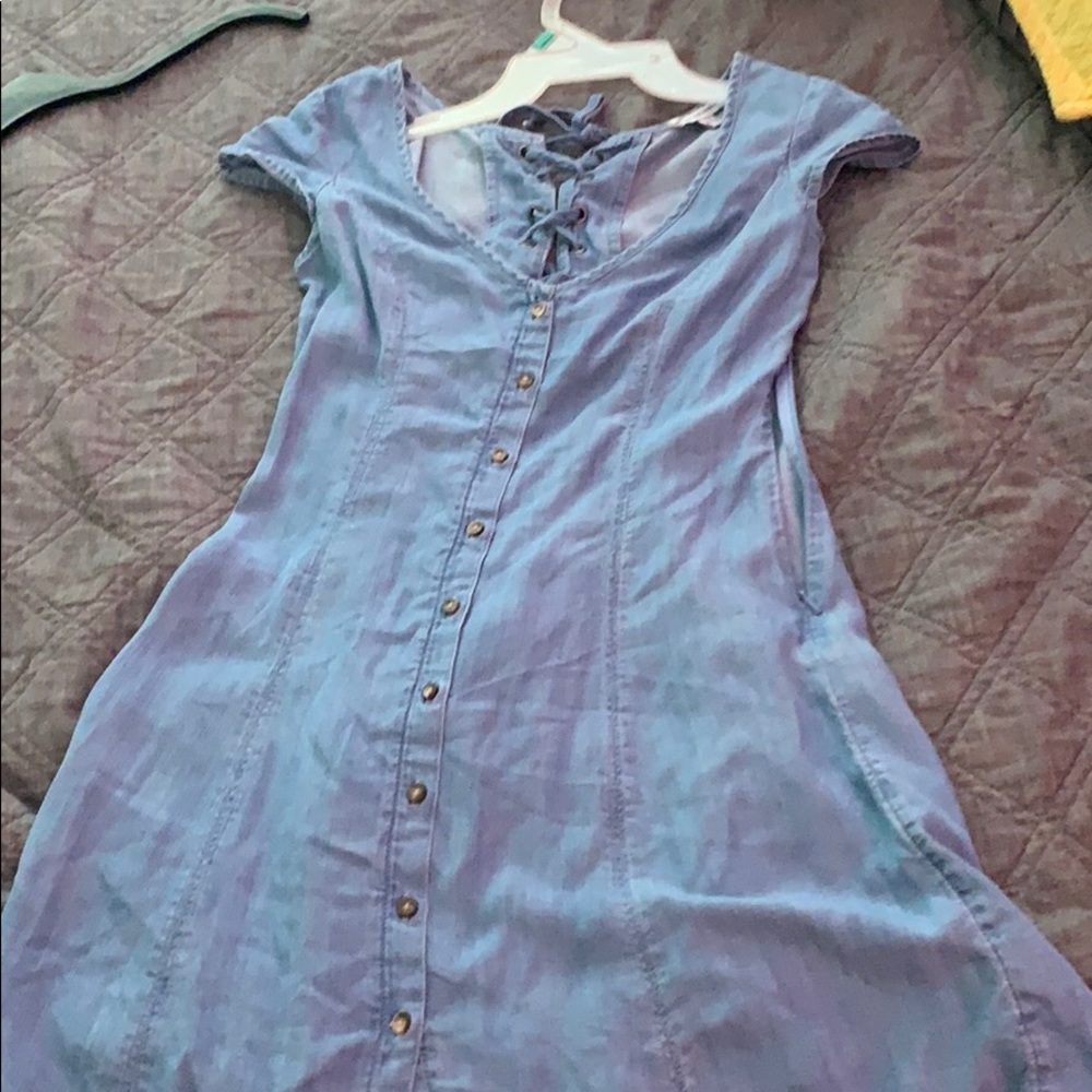 denim fitted mini dress